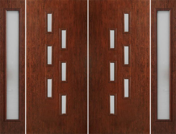 WDMA 108x80 Door (9ft by 6ft8in) Exterior Cherry Contemporary Modern 6 Lite Double Entry Door Sidelights FC596 1