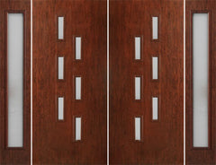 WDMA 108x80 Door (9ft by 6ft8in) Exterior Cherry Contemporary Modern 6 Lite Double Entry Door Sidelights FC596 1