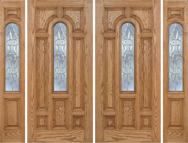 WDMA 108x80 Door (9ft by 6ft8in) Exterior Oak Carrick Double Door/2side w/ L Glass - 6ft8in Tall 1