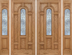 WDMA 108x80 Door (9ft by 6ft8in) Exterior Oak Carrick Double Door/2side w/ L Glass - 6ft8in Tall 1