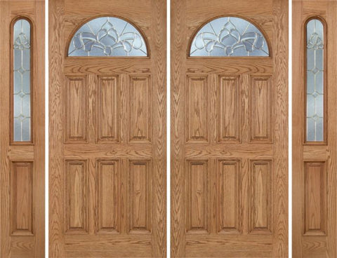WDMA 112x80 Door (9ft4in by 6ft8in) Exterior Oak Merritt Double Door/2side w/ C Glass 1