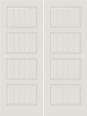 WDMA 20x80 Door (1ft8in by 6ft8in) Interior Barn Smooth SV4100 MDF PLANK/V-GROOVE 4 Panel Double Door 1