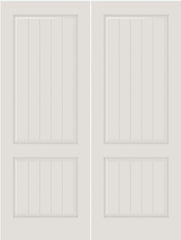 WDMA 20x80 Door (1ft8in by 6ft8in) Interior Swing Smooth SV2010 MDF PLANK/V-GROOVE 2 Panel Double Door 1