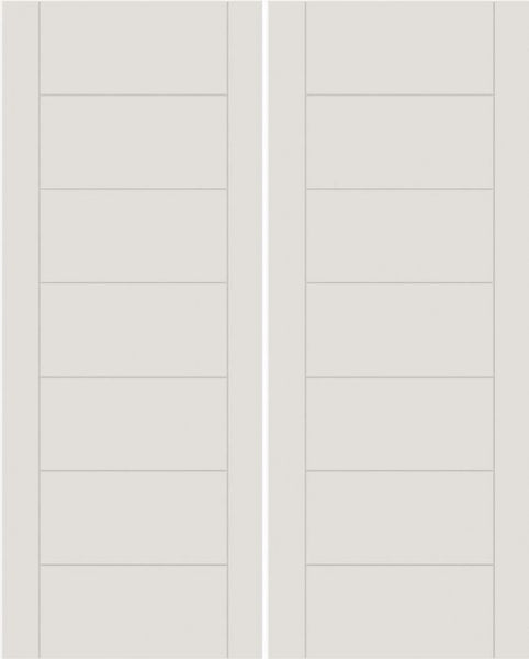 WDMA 20x80 Door (1ft8in by 6ft8in) Interior Swing Smooth F9100-7PNL MDF Modern Flush Double Door 1