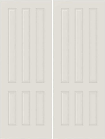 WDMA 20x80 Door (1ft8in by 6ft8in) Interior Swing Smooth 6070 MDF 6 Panel Double Door 1