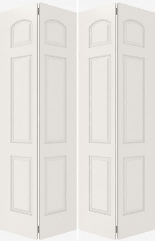 WDMA 20x80 Door (1ft8in by 6ft8in) Interior Bypass Smooth 6030 MDF 6 Panel Arch Panel Double Door 2
