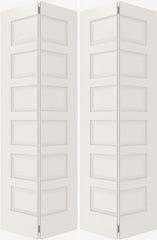 WDMA 20x80 Door (1ft8in by 6ft8in) Interior Bifold Smooth 6100 MDF 6 Panel Double Door 2