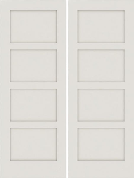 WDMA 20x80 Door (1ft8in by 6ft8in) Interior Barn Smooth SS 4100 MDF 4 Panel Shaker Double Door 1