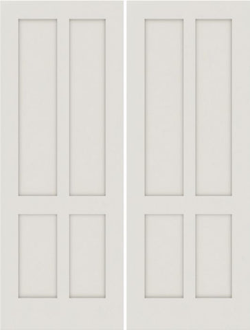 WDMA 20x80 Door (1ft8in by 6ft8in) Interior Swing Smooth 4010 MDF 4 Panel Shaker Double Door 1