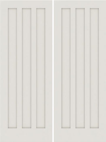 WDMA 20x80 Door (1ft8in by 6ft8in) Interior Swing Smooth 3080 MDF 3 Panel Shaker Double Door 1