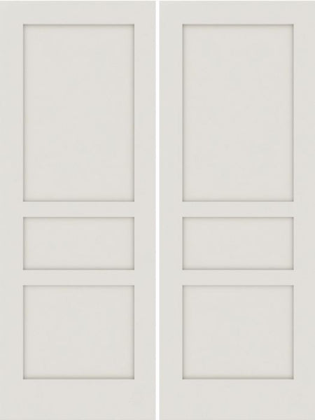 WDMA 20x80 Door (1ft8in by 6ft8in) Interior Barn Smooth 3010 MDF 3 Panel Shaker Double Door 1