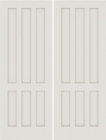 WDMA 20x80 Door (1ft8in by 6ft8in) Interior Barn Smooth 6070 MDF 6 Panel Shaker Double Door 1