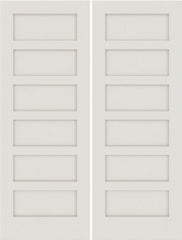 WDMA 20x80 Door (1ft8in by 6ft8in) Interior Swing Smooth 6100 MDF 6 Panel Shaker Double Door 1