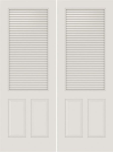 WDMA 20x80 Door (1ft8in by 6ft8in) Interior Barn Smooth SL-3190-LVR-PNL MDF 3 Panel Vented Louver Double Door 1
