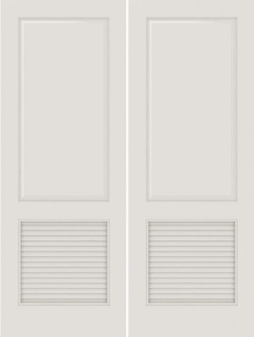 WDMA 20x80 Door (1ft8in by 6ft8in) Interior Swing Smooth SL-2010-PNL-LVR MDF 2 Panel Vented Louver Double Door 1