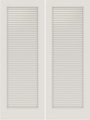 WDMA 20x80 Door (1ft8in by 6ft8in) Interior Swing Smooth SL-1010-LVR MDF Full Vented Louver Double Door 1