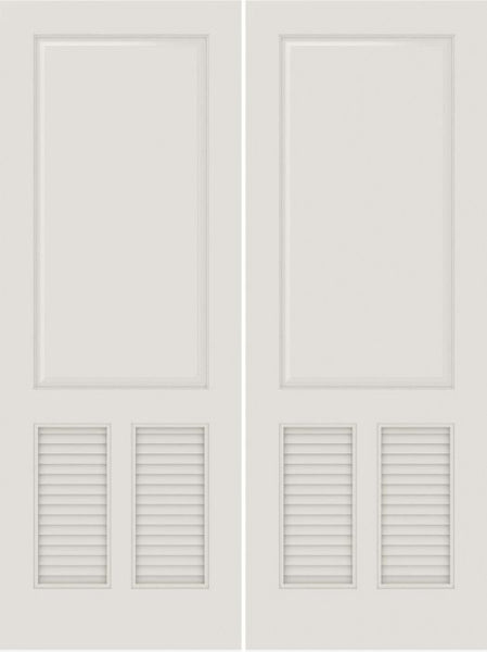 WDMA 20x80 Door (1ft8in by 6ft8in) Interior Barn Smooth SL-3190-PNL-LVR MDF 3 Panel Vented Louver Double Door 1