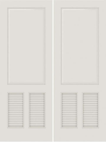 WDMA 20x80 Door (1ft8in by 6ft8in) Interior Barn Smooth SL-3190-PNL-LVR MDF 3 Panel Vented Louver Double Door 1