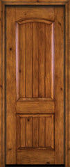 WDMA 30x96 Door (2ft6in by 8ft) Exterior Knotty Alder 96in Alder Rustic V-Grooved Panel Single Entry Door 1