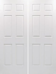 WDMA 32x80 Door (2ft8in by 6ft8in) Interior Barn Woodgrain 80in Colonist Hollow Core Textured Double Door|1-3/8in Thick 1