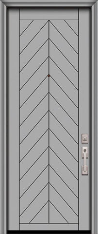 WDMA 32x96 Door (2ft8in by 8ft) Exterior Smooth IMPACT | 96in Chevron Solid Contemporary Door 1