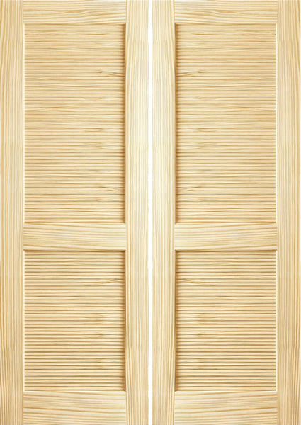 WDMA 36x80 Door (3ft by 6ft8in) Interior Swing Pine 80in Louver/Louver Clear Double Door 1