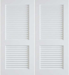 WDMA 36x80 Door (3ft by 6ft8in) Interior Swing Pine 80in Primed Plantation Louvers Double Door | 730 1