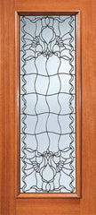 WDMA 36x84 Door (3ft by 7ft) Exterior Mahogany Contemporary Floral Beveled Glass Front Single Door Full Lite 1