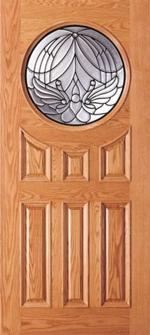 WDMA 36x84 Door (3ft by 7ft) Exterior Mahogany Front 6 Panel Raised Moulding Circle Modern Single Door 1