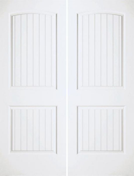WDMA 36x96 Door (3ft by 8ft) Interior Swing Smooth 96in Santa Fe Hollow Core Double Door|1-3/8in Thick 1