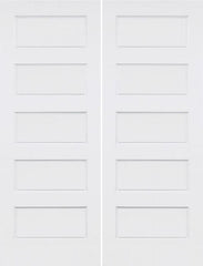 WDMA 36x96 Door (3ft by 8ft) Interior Swing Smooth 96in Conmore 5 Panel Shaker Hollow Core Double Door|1-3/8in Thick 1
