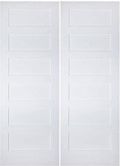 WDMA 36x96 Door (3ft by 8ft) Interior Barn Smooth 96in 6 Panel Primed Shaker 1-3/8in Double Door 1