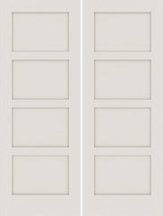 WDMA 36x96 Door (3ft by 8ft) Interior Swing Smooth 96in Primed 4 Panel Shaker Double Door|1-3/8in Thick 1