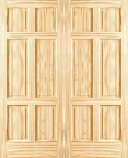 WDMA 36x96 Door (3ft by 8ft) Interior Swing Pine 96in 6 Panel Clear Double Door 1