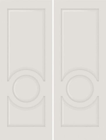 WDMA 40x80 Door (3ft4in by 6ft8in) Interior Barn Smooth 3110 MDF 3 Panel Circle Double Door 1