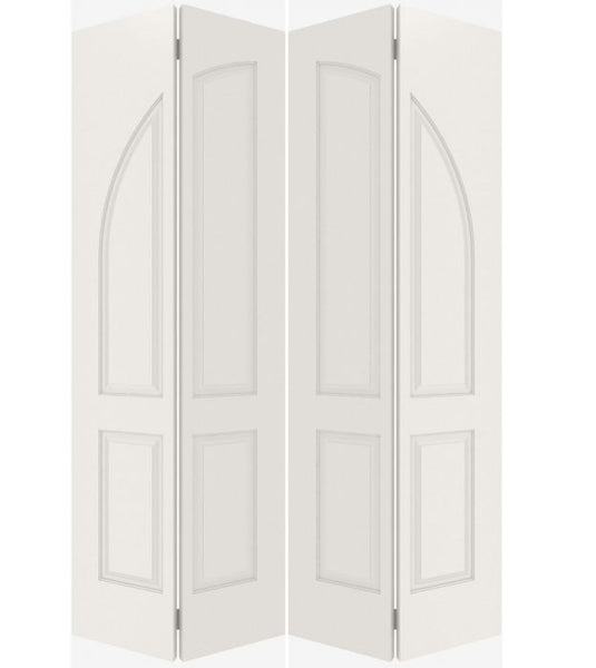 WDMA 40x80 Door (3ft4in by 6ft8in) Interior Swing Smooth 4070 MDF Pair 4 Panel Round Panel Double Door 1