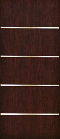 WDMA 42x80 Door (3ft6in by 6ft8in) Exterior Cherry Contemporary Stainless Steel Bars Single Fiberglass Entry Door FC675SS 1