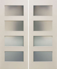 WDMA 48x80 Door (4ft by 6ft8in) Interior Paint grade 80in White Primed Four Lite Square Sticking w/Reveal Double Door 1
