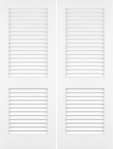 WDMA 48x80 Door (4ft by 6ft8in) Interior Barn Pine 80in Plantation Louver/Louver Primed Double Door 1