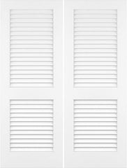 WDMA 48x80 Door (4ft by 6ft8in) Interior Barn Pine 80in Plantation Louver/Louver Primed Double Door 1