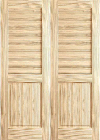 WDMA 48x80 Door (4ft by 6ft8in) Interior Swing Pine 80in Louver/Panel Clear Double Door 1