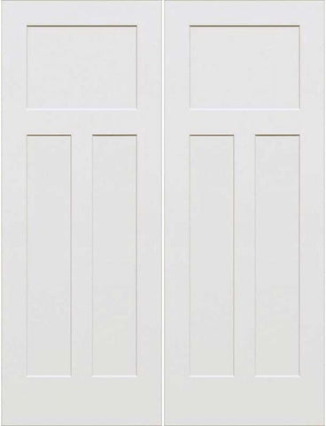 WDMA 48x80 Door (4ft by 6ft8in) Interior Swing Smooth 80in 3-Panel Craftsman Primed Double Door 1