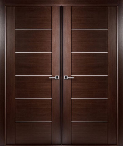 WDMA 48x80 Door (4ft by 6ft8in) Interior Barn Wenge Prefinished Massimo 201 Modern Double Door 1