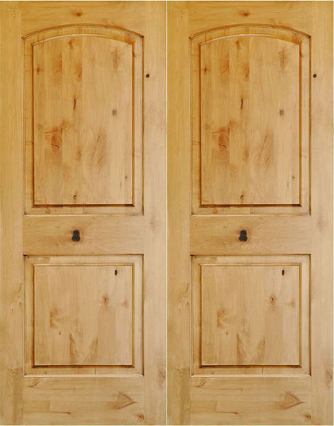WDMA 48x80 Door (4ft by 6ft8in) Interior Swing Knotty Alder 80in 2 Panel Arch Double Door 1-3/8in Thick KW-121 1