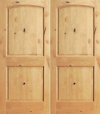 WDMA 48x80 Door (4ft by 6ft8in) Interior Barn Knotty Alder S/W-95 2 Panel Arch Top Panel Double Door 1