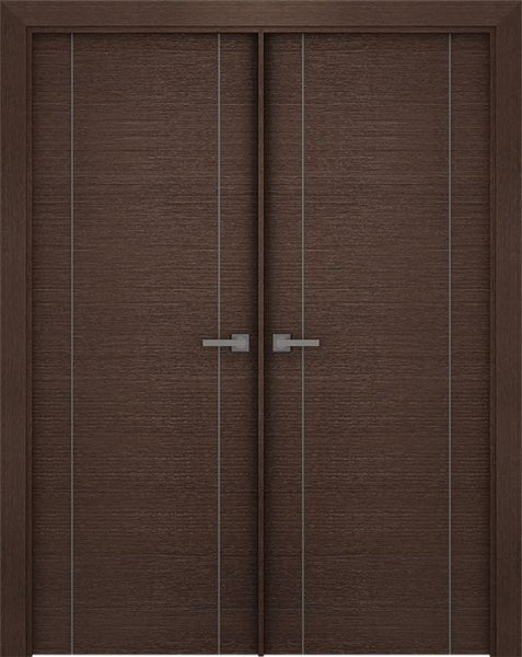 WDMA 48x80 Door (4ft by 6ft8in) Interior Pocket Wenge Prefinished Maya V-V Modern Double Door 1