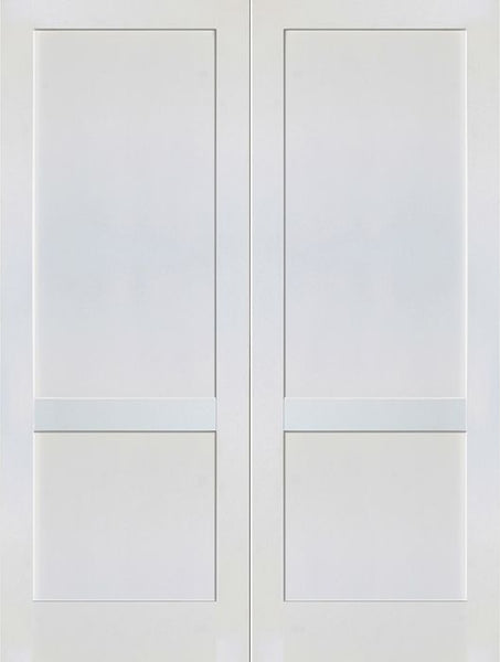 WDMA 48x80 Door (4ft by 6ft8in) Interior Swing Paint grade 2-Panel Solid Shaker Style White Double Door SH-17 1