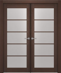 WDMA 48x80 Door (4ft by 6ft8in) Interior Barn Wenge Prefinished Maya 5 Lite Modern Double Door 1