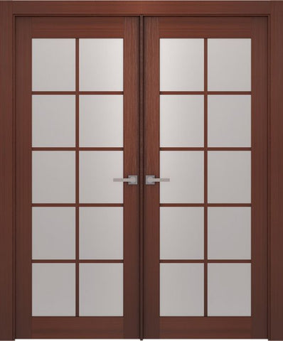 WDMA 48x80 Door (4ft by 6ft8in) Interior Barn Wenge Prefinished 10 Lite French Modern Double Door 1