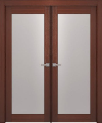 WDMA 48x80 Door (4ft by 6ft8in) Interior Barn Wenge Prefinished 1 Lite French Modern Double Door 1